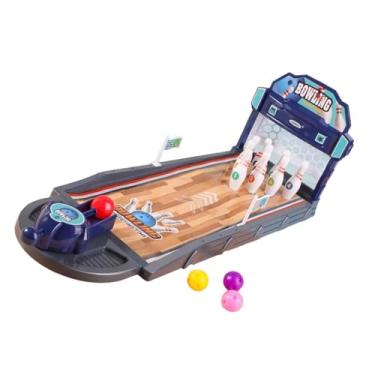 Imagem de Milageto Jogo de boliche de mesa conjunto de mesa jogo engraçado brinquedos de boliche de mesa para adolescentes adultos crianças, Azul