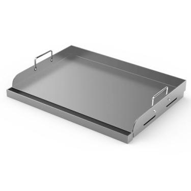 Imagem de Barbqtime Chapa Plana Universal Para Fritar, Chapa Retangular De Metal De 17" X 13", Com Alças Removíveis Para Fogão A Gás/Carvão/Grelhas A Gás, Weber Nexgrill Kenmore