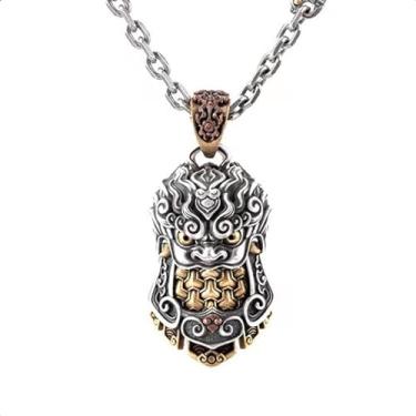 Imagem de vinsiora Chaveiro de dragão Daiwa, símbolo da sorte, colar com pingente geral do exército chinês para homens e mulheres, estilo vintage, Cobre, Sem Pedra Preciosa