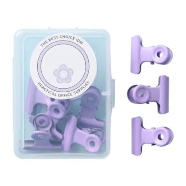 Imagem de Amagogo 8Pcs Pequenos Clipes, Grampo de Escritório, Clipes de Dobradiça de Metal, Mini Pasta de Metal Grampo de Papel de Metal para Desenhos Etiquetas Recibos, Roxo