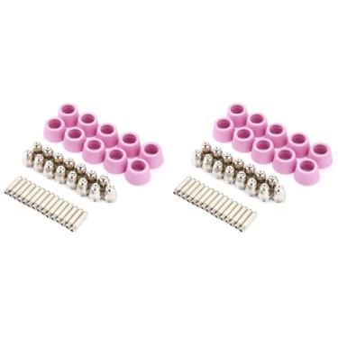 Imagem de Conjunto de Consumíveis de Cortador de Plasma de 40 Peças para Tochas AG60 e SG55 Inclui Eletrodos, Bicos e Copos para Corte Sem Costura