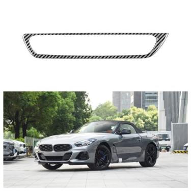 Imagem de IKUESM Compatível com BMW Série Z4 G28 G29 2019-2023 Acessórios de fibra de carbono Interior do carro Controle Central CD Botão Painel Tampa de acabamento(Black Carbon Fibre,Left-hand drive)