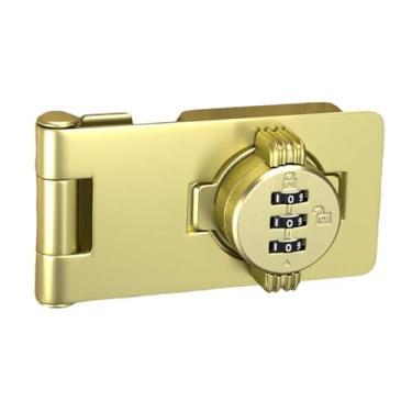 Imagem de WeiLaiKeQi Fechadura de combinação de armário com parafuso, caixa de armário, senha, fecho rotativo, fechadura de armário sem chave, para portão, caixa de, Ouro