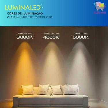 Imagem de Kit 10 Plafon 18w Luminária Sobrepor Bivolt Casa Painel Led Luz Interiores Quadrado Branco Suspenso Restaurante Multicolor (Quente)