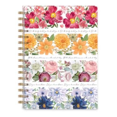 Imagem de Punch Studio Listra floral notável, diário espiral de capa dura, 250 páginas (50415)