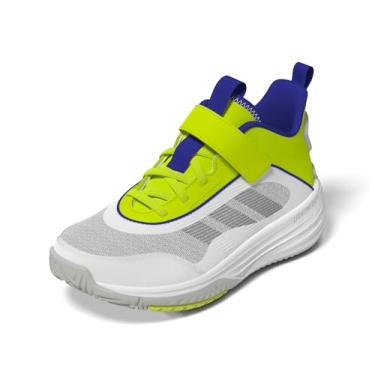 Imagem de adidas Tênis de basquete unissex Child Own The Game 3.0, Branco/Cinza/Solar Slime, 12 Little Kid