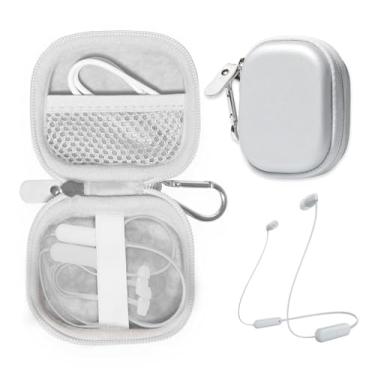 Imagem de CaseSack Capa para fones de ouvido intra-auriculares Sony WI-XB400, C300, C200, C100 sem fio Bluetooth (branco)