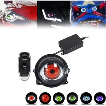 Imagem de Farol de carro com lente LED ocular Faróis de olho do diabo Luzes decorativas de carro, acessório de luz de carro, lâmpada de carro com padrão de olho ajustável, farol de carro com controle remot