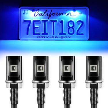 Imagem de Suporte de luz de LED para placa de carro com parafuso de identificação à prova d'água superbrilhante de 12 V da LivTee para carro motocicleta caminhão RV ATV Bike, azul (4 peças)