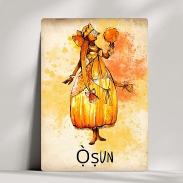 Imagem de Coleção 20 Quadros Decorativos - Orixás Pintado em Aquarela e Escrito em Yorubá (Oxum)