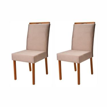 Imagem de Conjunto 2 Cadeiras em Madeira Maciça e Estofada Bella Authentic Expresso Móveis Champanhe/Capuccino
