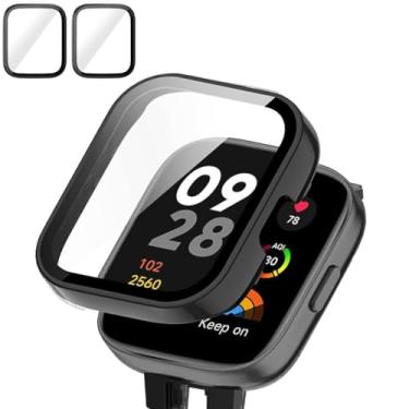 Imagem de Rc-Z Capa protetora de tela para smartwatch Xiaomi Redmi Watch 3, amortecedor de PC rígido e acessórios de substituição de filme de vidro temperado para Redmi Watch 3, preto
