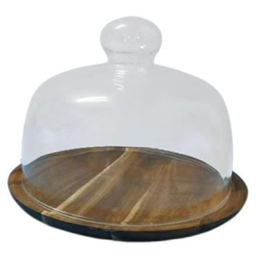 Imagem de WeiLaiKeQi Suporte de bolo com cúpula de vidro, bandeja de servidor, sobremesa, prato de sobremesa, armazenamento para sobremesas, cozinha, cupcakes, S