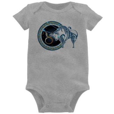 Imagem de Body Bebê Signo Touro Astrologia - Foca na Moda, Cinza, P