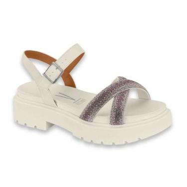 Imagem de Sandália Feminina Vizzano Tratorada Strass Milano Off-white 36