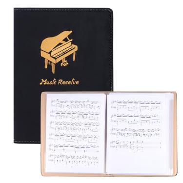 Imagem de Pasta de partitura de 20 páginas tamanho A4 preta dupla face, pasta de armazenamento de partituras adequada para coral de orquestra, pasta de armazenamento de documentos de papel de folha de música