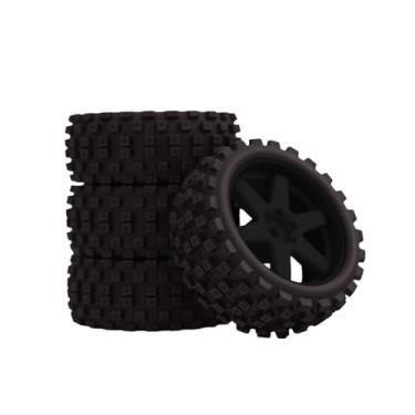Imagem de NMNRC Hexagonal Style Pre Glued Wheel and Tires Plastic Rim Rubber for 1/18 Typhon Grom 223S Series Upgrades Part Black
