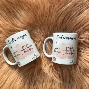 Imagem de Caneca De Porcelana - Enfermagem Com Frase E Nome - 325ml - loja dinka