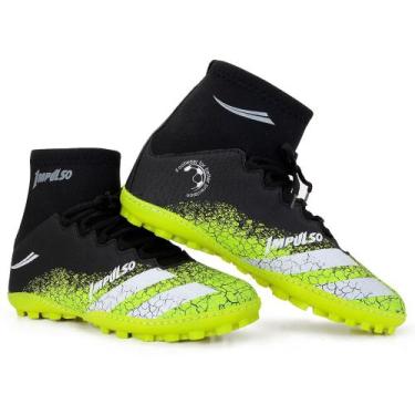 Imagem de chuteira cano longo society trainer adulto, Preto amarelo, 43