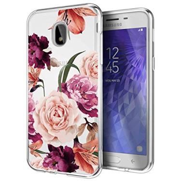 Imagem de Ueokeird Capa protetora fina à prova de choque transparente com estampa floral macia e flexível TPU para Samsung Galaxy J7 2018, Refine, V 2ª geração, estrela, Aero (flor roxa)