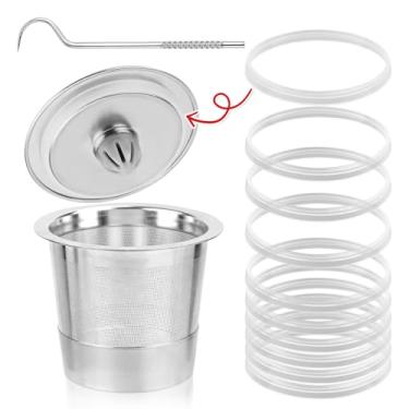 Imagem de 10 juntas de silicone com crochê circular para copo K recarregável de aço inoxidável Keurig, vedações de silicone de substituição de anel de vedação reutilizável para filtro de café Keurig,