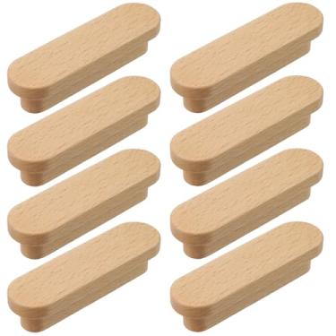 Imagem de Savagrow Puxadores de madeira em forma de T, 8 peças, puxador de guarda-roupa estilo simples, furo central de 6 cm, puxadores de madeira de faia