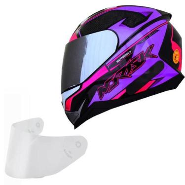 Imagem de Capacete Feminino Norisk Razor Speedmax Rosa Viseira Prata, Preto roxo