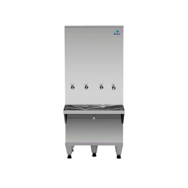 Imagem de Bebedouro de Coluna Industrial 4 Torneiras 200 Litros Frisbel RA20 Inox 220V