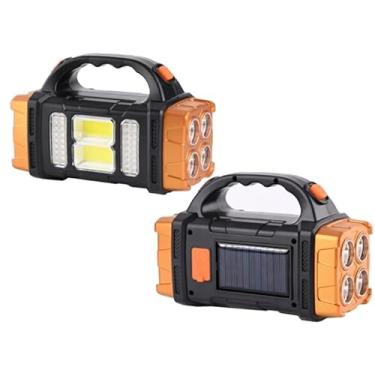 Imagem de Lanterna LED Potente Holofote USB e Energia Solar Pro Led, Ideal para Camping, Emergências e Atividades ao Ar Livre Luz Fria e Quente