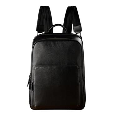 Imagem de Mochila masculina feita à mão de couro genuíno casual de grande capacidade mochila de negócios retrô bolsa de viagem para homens
