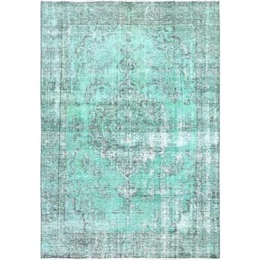 Imagem de Shahbanu Rugs Tapete oriental vintage tingido à mão de lã pura verde (1,8 m x 2,5 m)