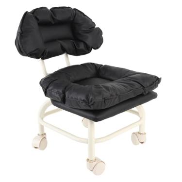 Imagem de Disas de Polia de Rolo, Cadeira de Baixo Rolamento Com Couro de Encosto, para Casas, Escritórios, Academias, Salões, Workshops, Adequados para Multitarefa, Fornece Mobilidade e