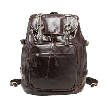 Imagem de Mochila vintage de couro genuíno para homens, bolsas de viagem com design de moda para homens