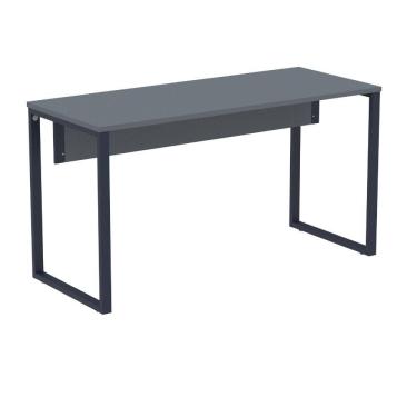 Imagem de Mesa Escritório P25 TUB Pandin 150 cm (Larg) Tampo MDP Grafito Pé Aço Tubular Azul Del Rey