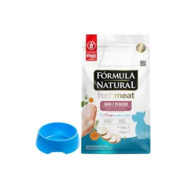 Imagem de Kit Fórm. Natural Fresh Meat Ração Cães Mini 2,5KG + Comedouro