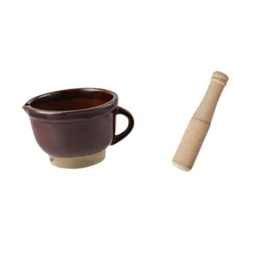 Imagem de Bothyi Conjunto de argamassa e pilão manual de base manual de cerâmica manual de pêlo de pátria de argamora