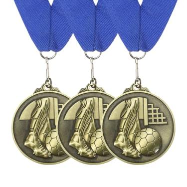 Imagem de PATIKIL 3 medalhas de prêmio, troféu de 7,6 cm com fita de pescoço, prêmios de lembrancinha de festa de futebol para competições esportivas, bronze