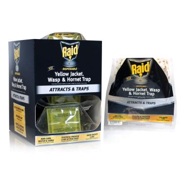 Imagem de Raid Armadilha amarela para vespas (pacote com 6), armadilha para vespas ao ar livre, bolsa descartável para vespas e jaqueta amarela com atrativo à base de alimentos