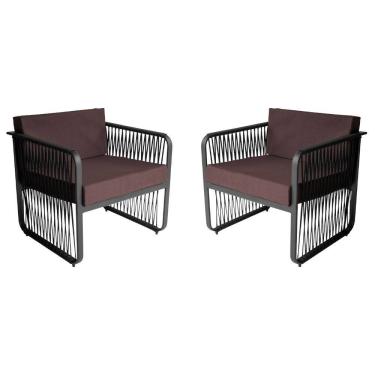 Imagem de Conjunto 2 Poltronas para Área Externa Santiago em Alumínio e Corda Náutica Acesse Móveis