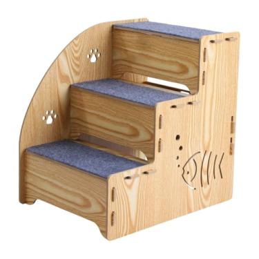 Imagem de Bothyi Escada de cão de madeira rampa de animais de estimação 3 degraus suprimentos não deslizantes portáteis escadas gatos para cães mais