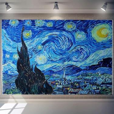 Imagem de 2,7 x 1,8 m Van Gogh fundo céu estrelado estrelas abstratas parede pintura a óleo fundo Van Gogh arte estética para papel de parede, decoração de festa de aniversário, chá de bebê, casamento, estúdio