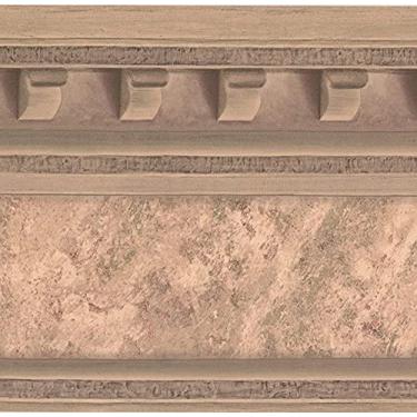 Imagem de CONCORD WALLCOVERINGS ™ Papel de parede borda padrão vintage pedra marmorizada molde de coroa para sala de estar quarto sala de jantar, marrom bege rosa, 4,5 m por 10 polegadas DK1166B