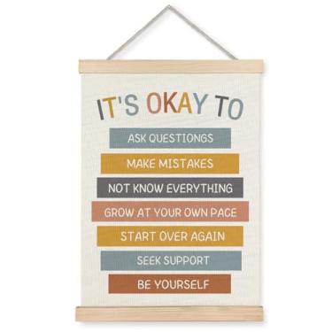 Imagem de ignytiger Mental Health It's OK to Wall Art Poster emoldurado, tela de conscientização de saúde mental, impressões de arte de parede para conselheiro escolar, terapeuta, decoração de escritório, 30,5