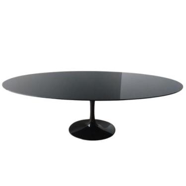 Imagem de Mesa de Jantar Tulipa Saarinen Oval 160x90 cm Laca branco + Vidro - Pe