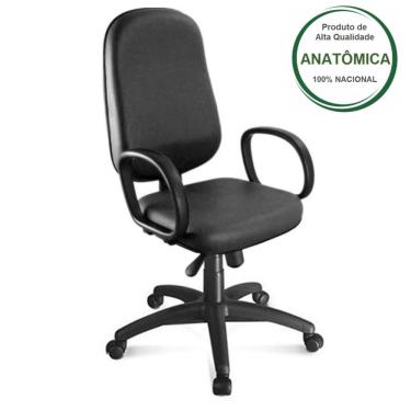 Imagem de Cadeira para escritório e reunião Presidente baixa lisa braço corsa cor preta martiflex