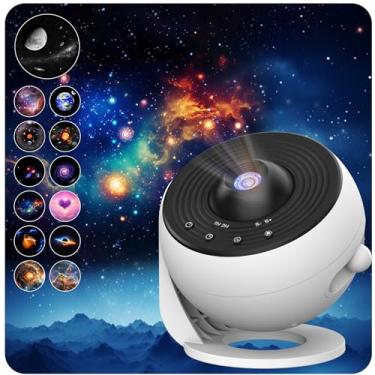 Imagem de Projetor de estrela, projetor de planetário atualizado para quarto, projetor de galáxia com discos 4K substituíveis de 12 galáxias, luz celeste, decoração de sala de estar, luz noturna para quarto de