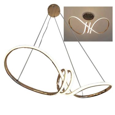 Imagem de Lustre Luminaria Arco Infinito Aneis Pendente 3 Em 1 Led Ambiente Decorativo Moderno Luxo Recepçao