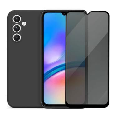 Imagem de Capa Aveludada e Película de Privacidade 3D para Samsung Galaxy A05S, Capinha Preta Premium e Película Anti-Espião