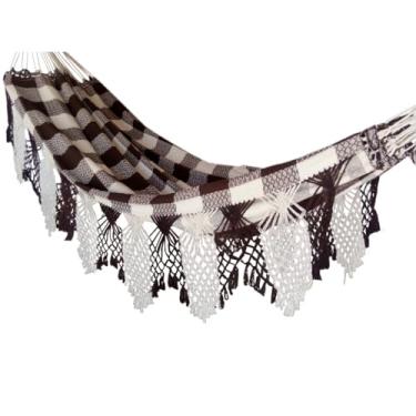 Imagem de Rede De Descanso Dormir Casal Luxo Suporta Até 300 kg 100% Algodão (MARROM/BEGE BUCHO DE BOI)