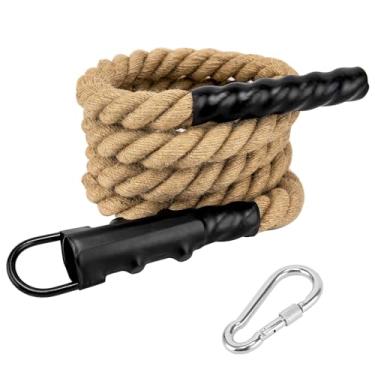 Imagem de GDHSWJ Corda de escalada para academia, cordas de escalada internas e externas - Corda de escalada para adultos - 3 m de comprimento, 3,8 cm de diâmetro, cordas de escalada com gancho para fitness